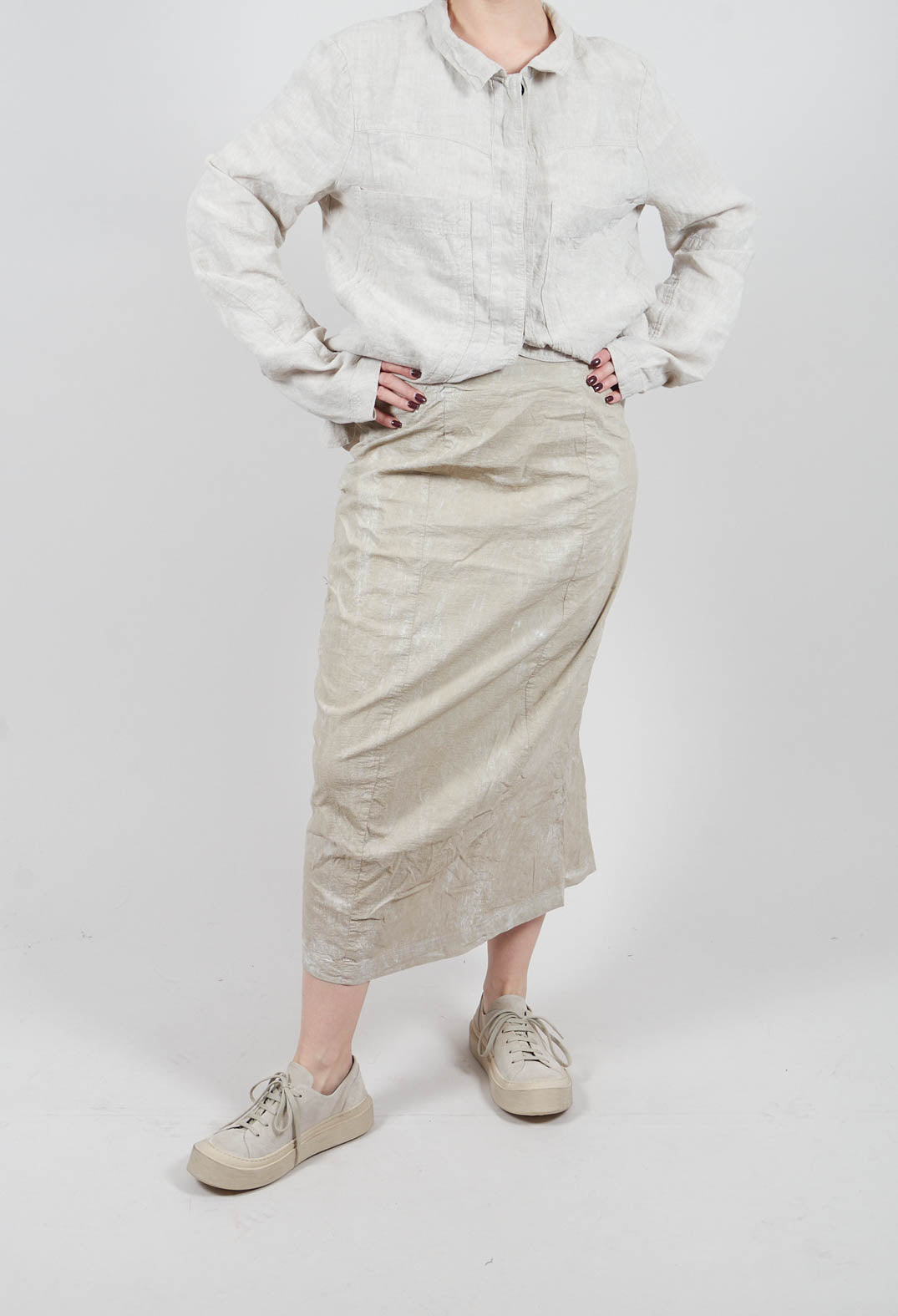 Pencil Skirt in Linen Fog - 2240303