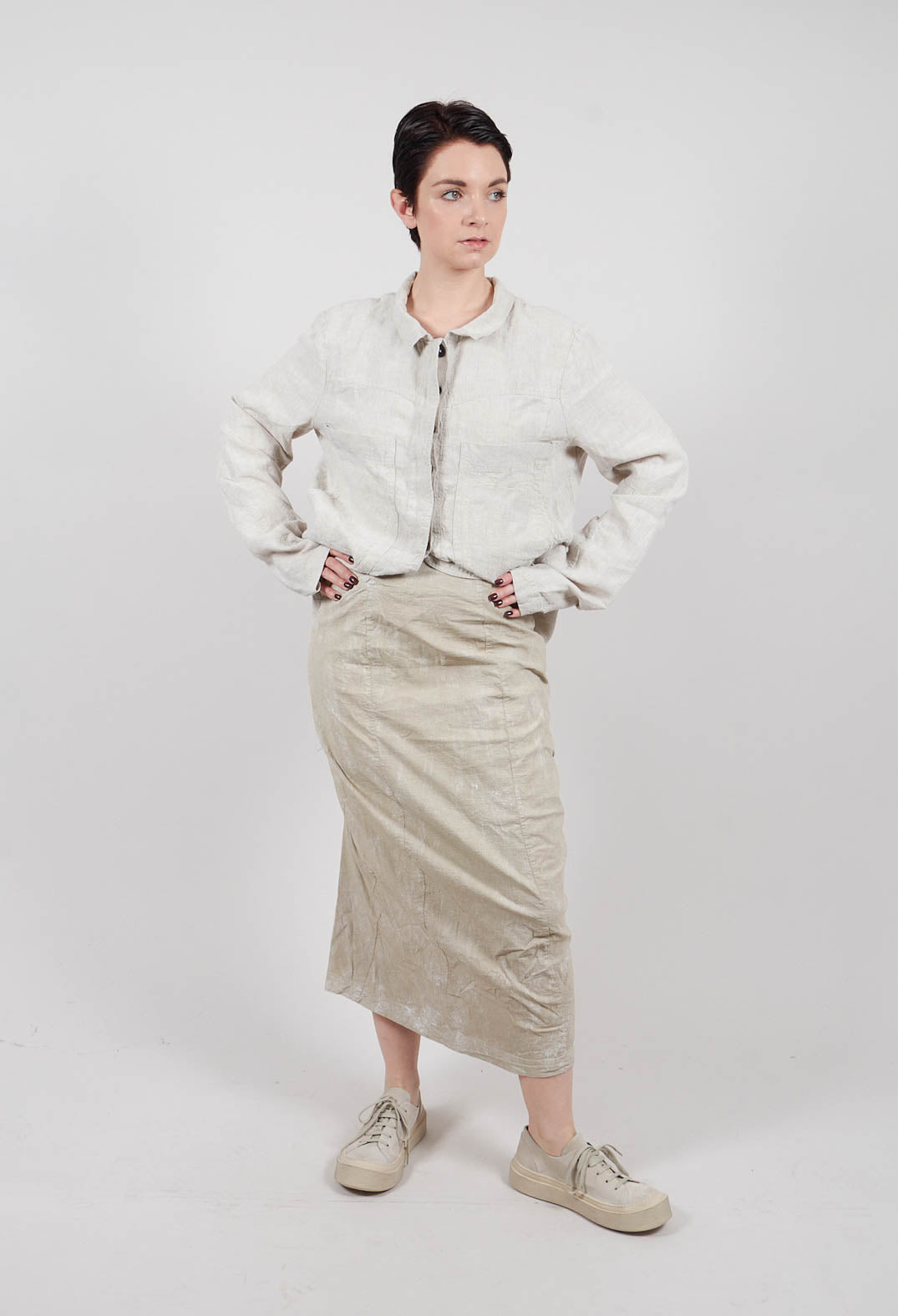 Pencil Skirt in Linen Fog - 2240303