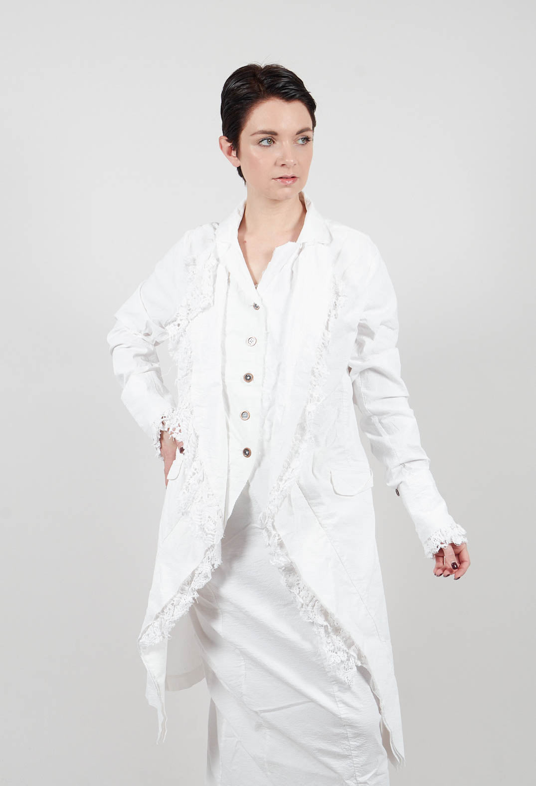 Coat with Lace Detail in Seafoam Fog - 2241205