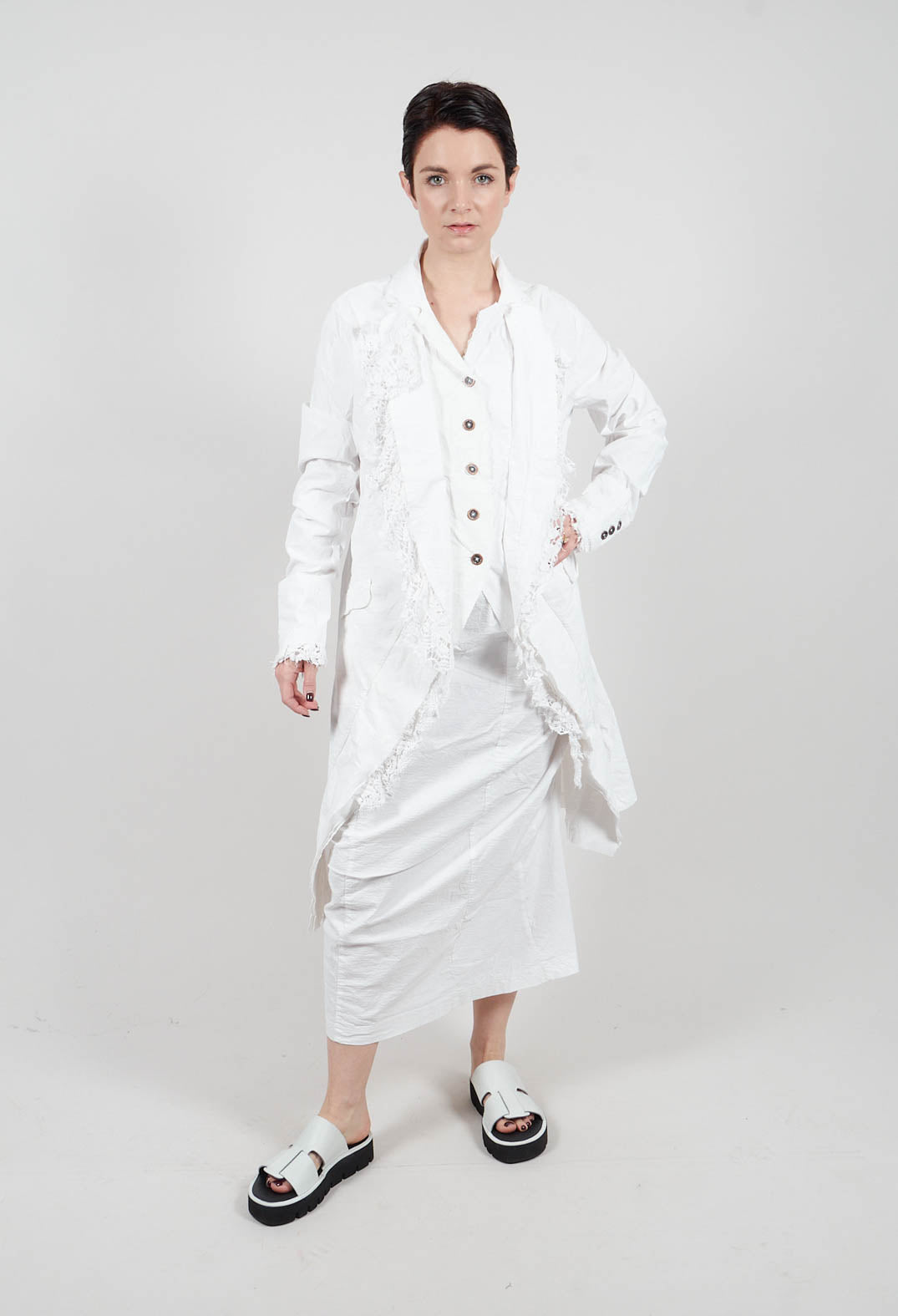 Coat with Lace Detail in Seafoam Fog - 2241205