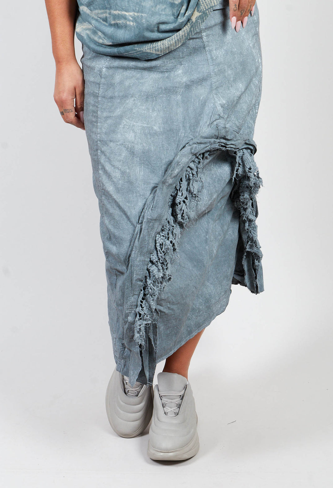 Skirt with Lace Detail in Seaweed Fog - 2240314