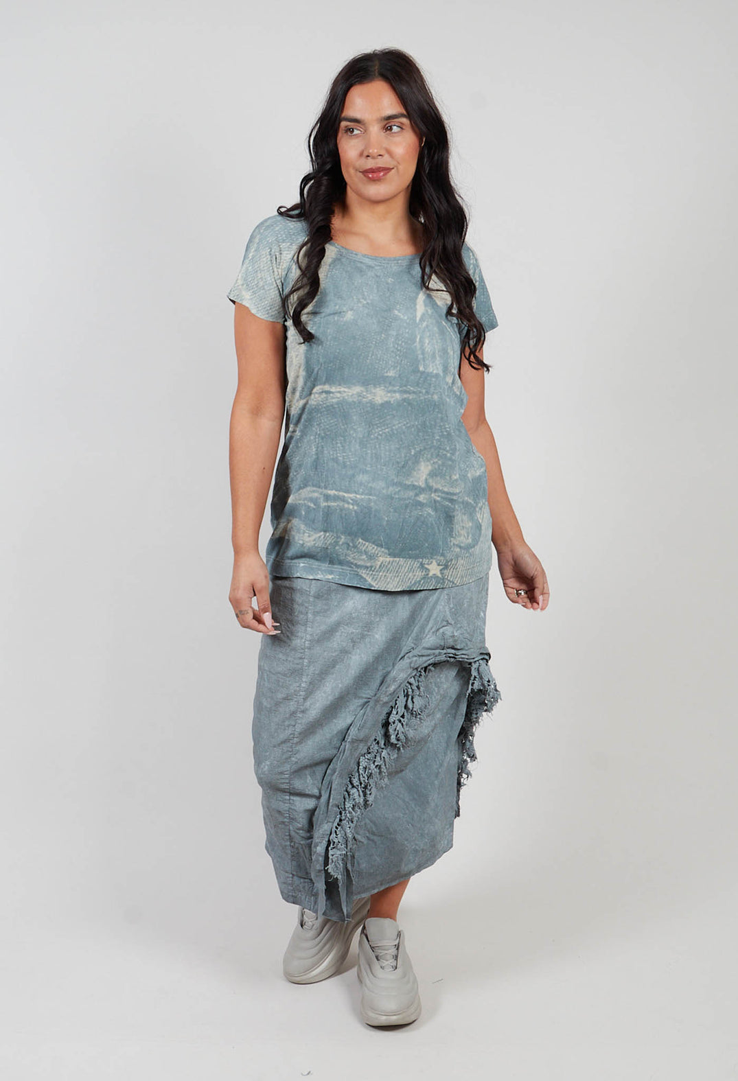 Skirt with Lace Detail in Seaweed Fog - 2240314