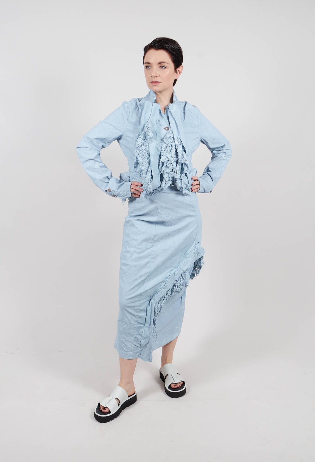 Skirt with Lace Detail in Sky Fog - 2240314