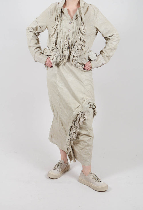 Skirt with Lace Detail in Linen Fog - 2240314