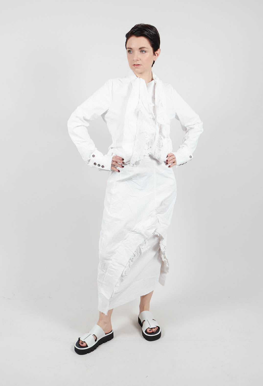 Skirt with Lace Detail in Seafoam Fog - 2240314