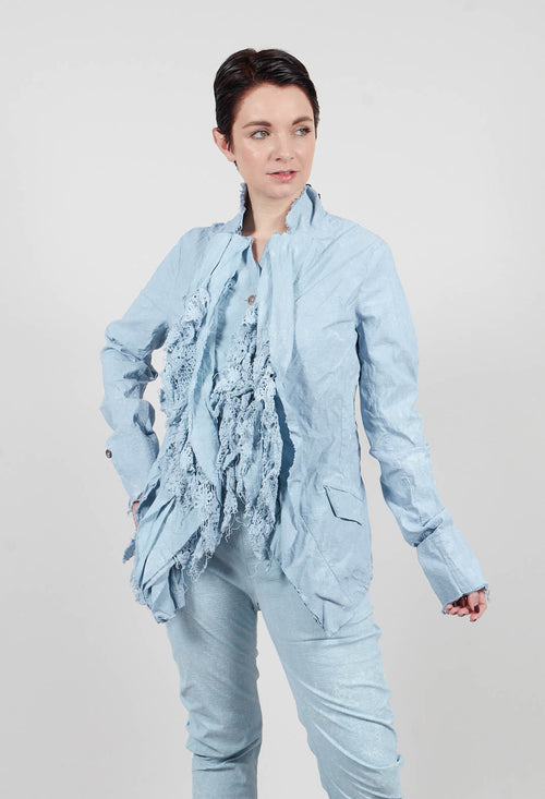Jacket with Lace Ruffles in Sky Fog - 2241115