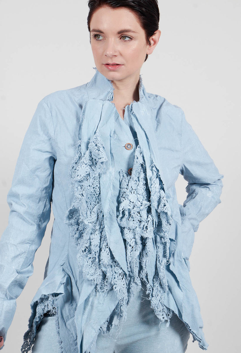 Jacket with Lace Ruffles in Sky Fog - 2241115 – Olivia May