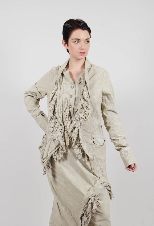 Jacket with Lace Ruffles in Linen Fog - 2241115