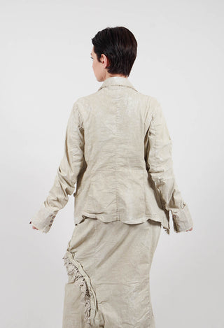 Jacket with Lace Ruffles in Linen Fog - 2241115