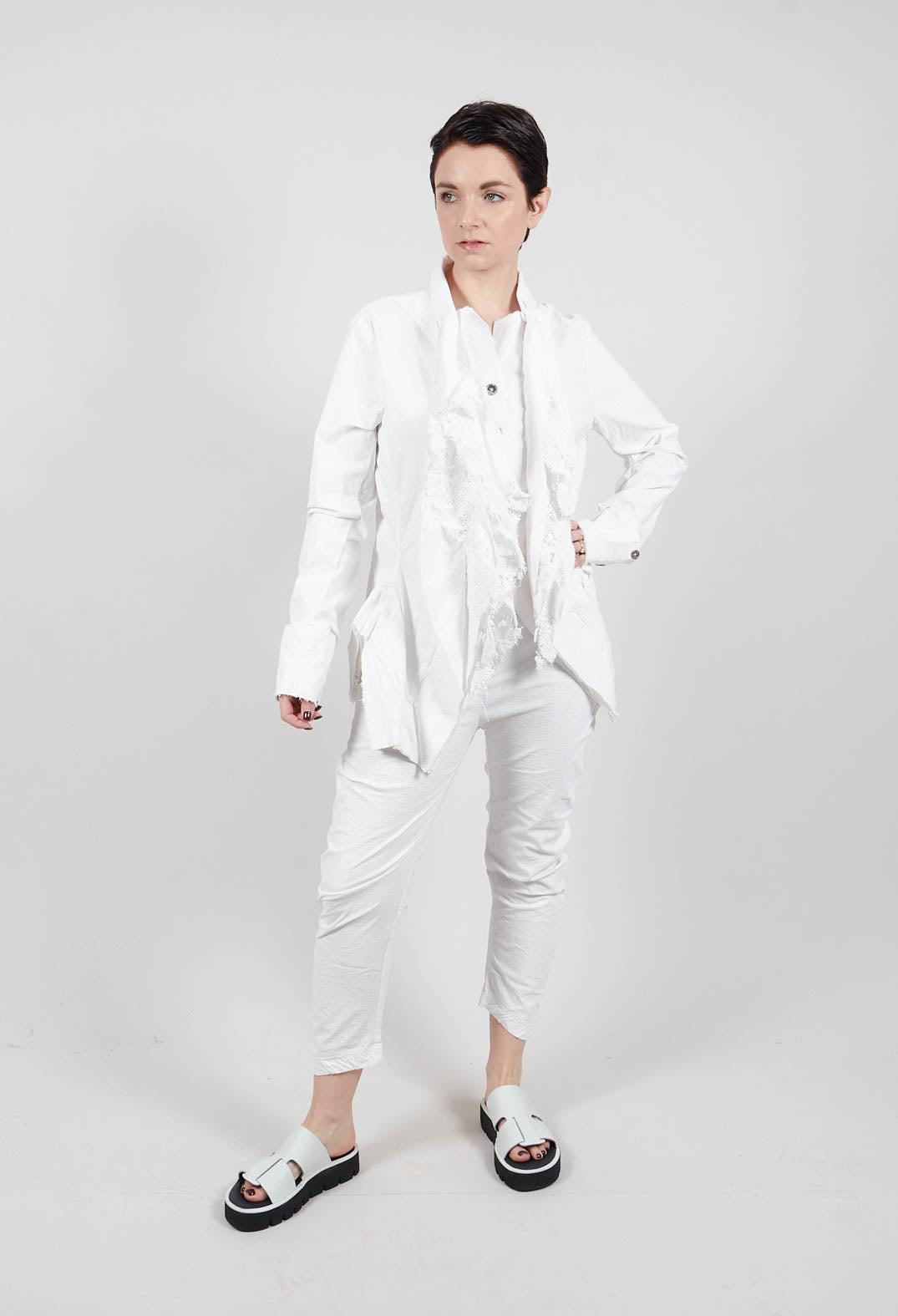 Jacket with Lace Ruffles in Seafoam Fog - 2241115