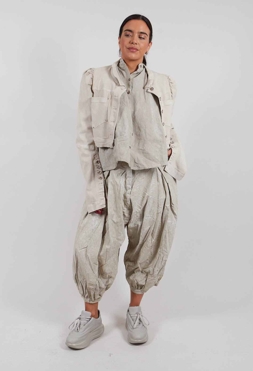 Balloon Trousers in Linen Fog - 2260101
