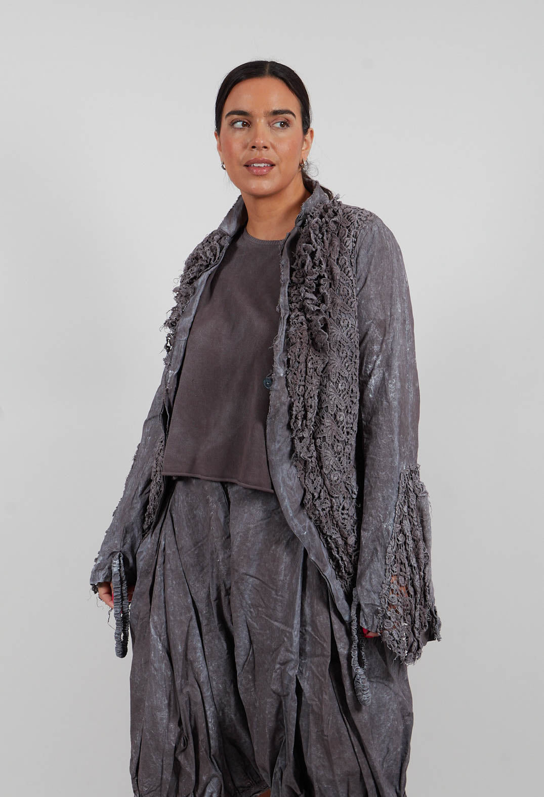 Rudholz Dip Lace Detail Jacket in Amber Fog - 2261104