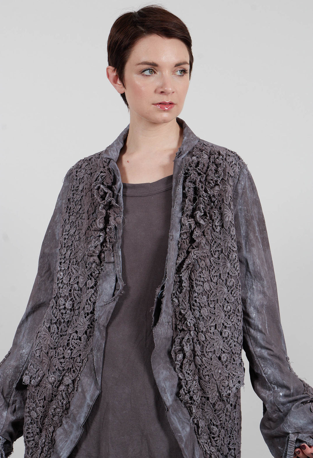 Rudholz Dip Lace Detail Jacket in Amber Fog - 2261104