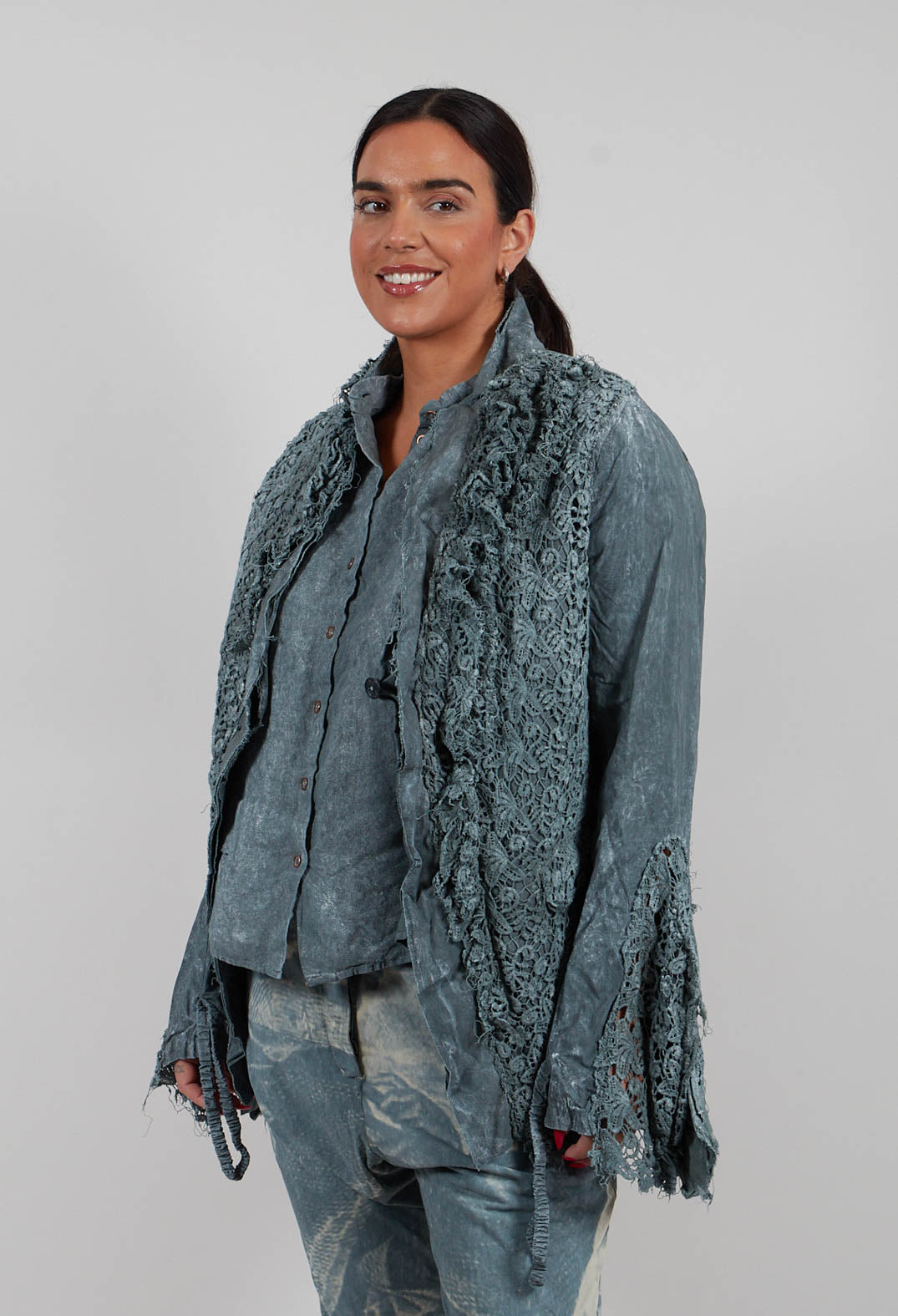 Rudholz Dip Lace Detail Jacket in Seaweed Fog - 2261104