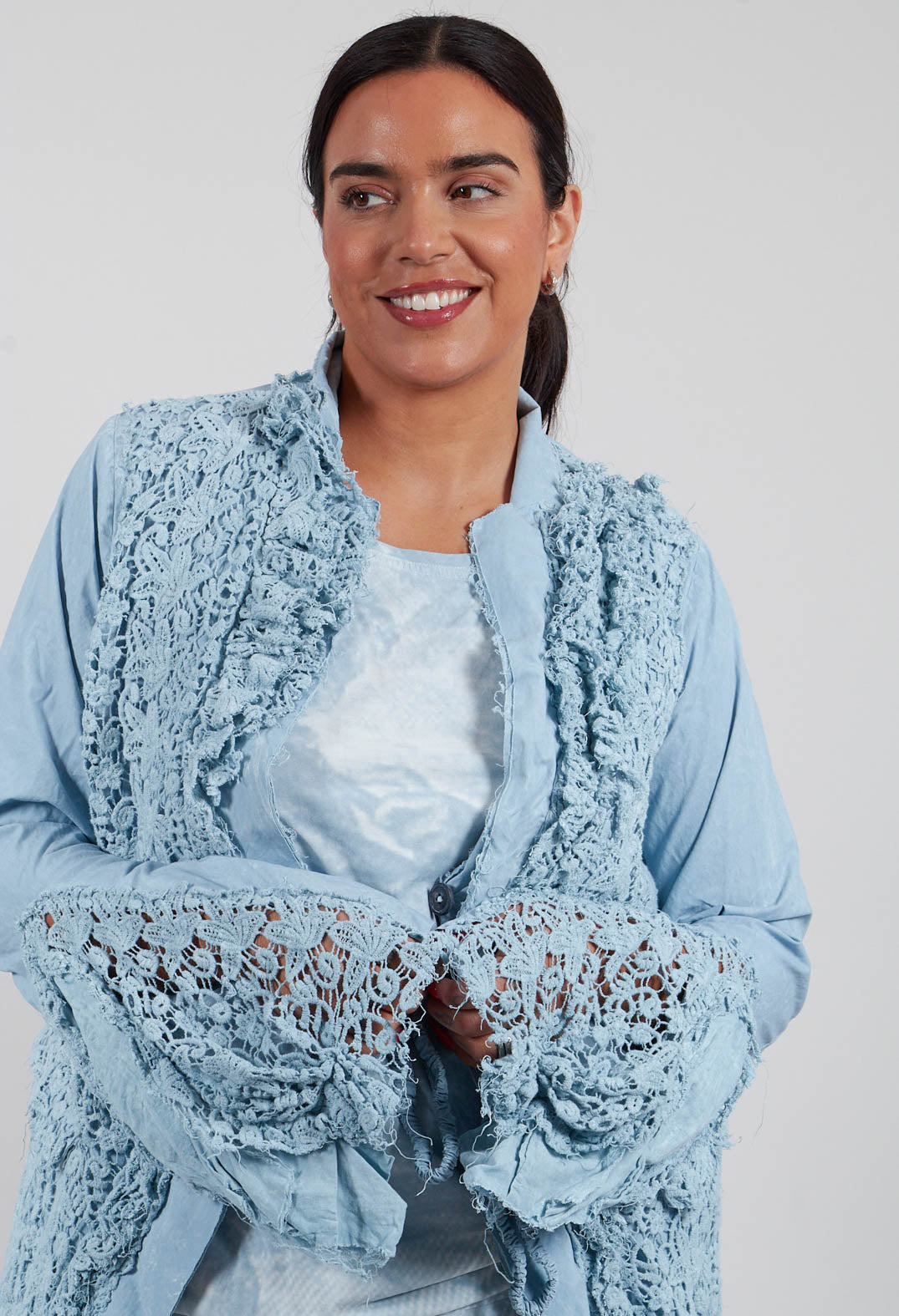 Rudholz Dip Lace Detail Jacket in Sky Fog - 2261104