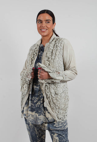Rudholz Dip Lace Detail Jacket inLinen Fog - 2261104