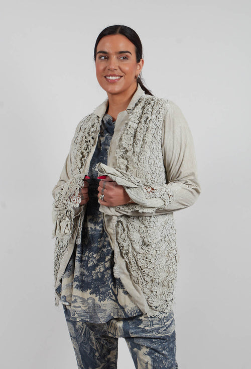 Rudholz Dip Lace Detail Jacket inLinen Fog - 2261104