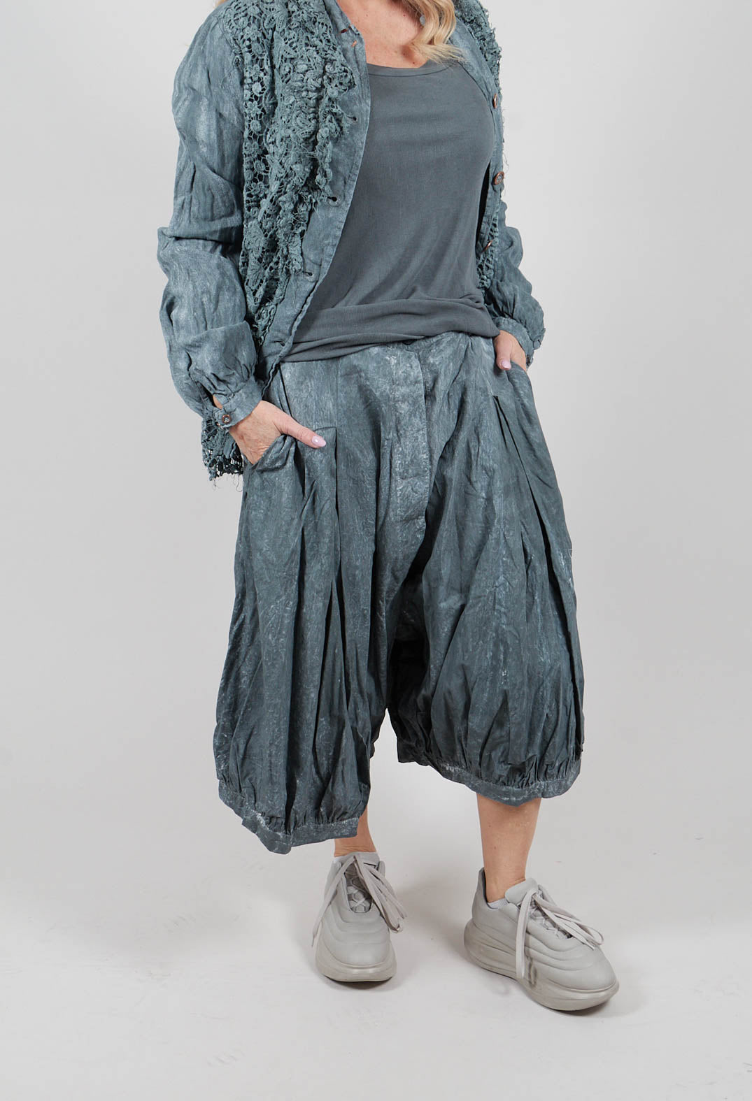 Wide Leg Trousers in Seaweed Fog - 2260107