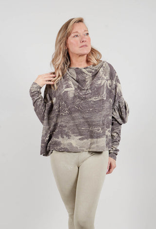 Drapped T-Shirt in Amber Print - 2300502