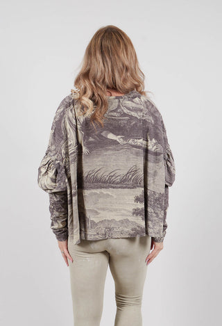 Drapped T-Shirt in Amber Print - 2300502