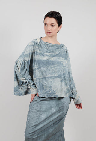 Drapped T-Shirt in Seaweed Print - 2300502