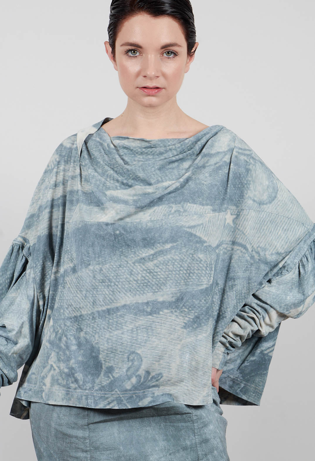 Drapped T-Shirt in Seaweed Print - 2300502