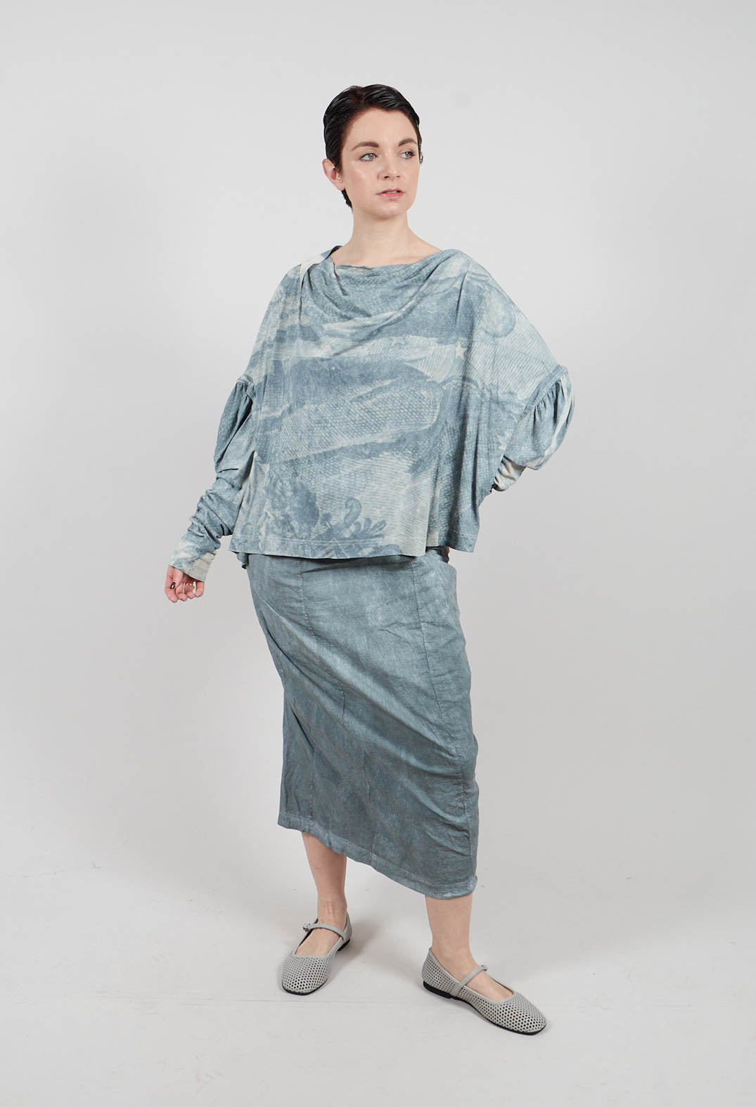 Drapped T-Shirt in Seaweed Print - 2300502