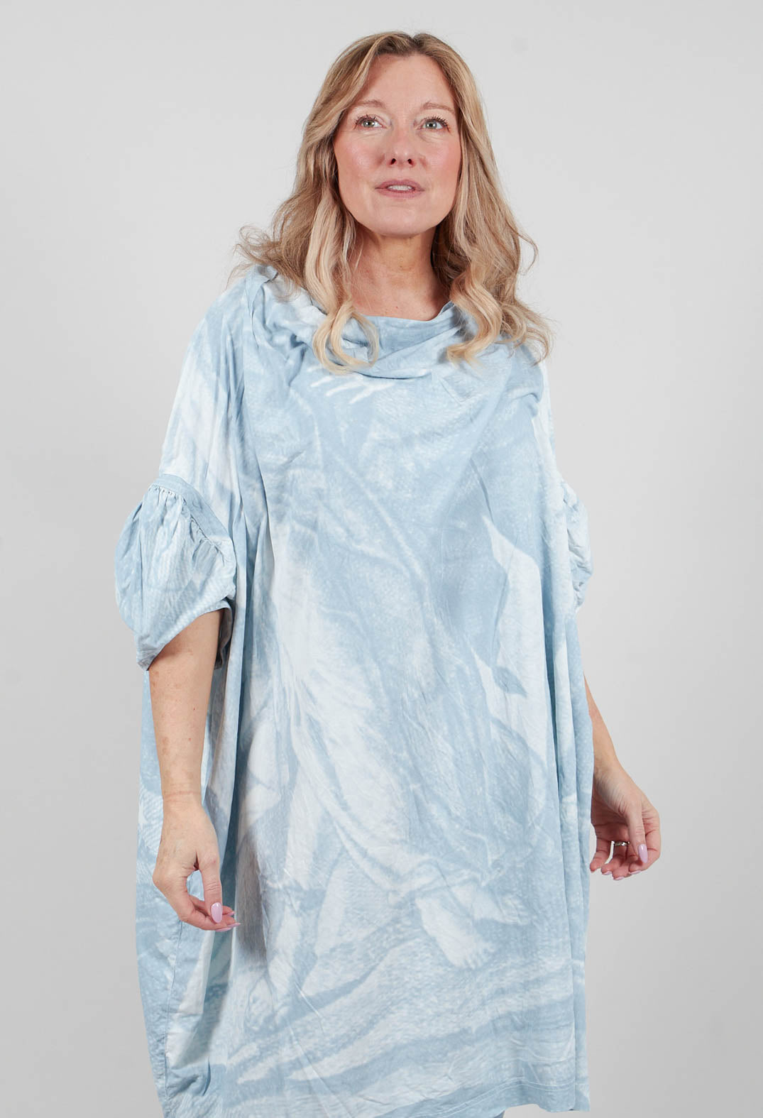 Drapped Dress in Sky Print - 2301903