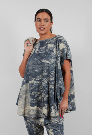 Boxy T-Shirt in Black Print - 2300506