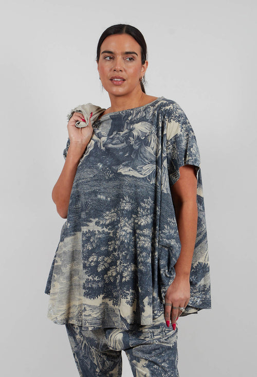 Boxy T-Shirt in Black Print - 2300506