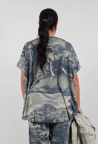 Boxy T-Shirt in Black Print - 2300506