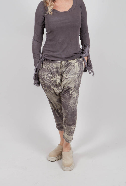 Cropped Trouser in Amber Print - 2300108