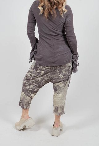 Cropped Trouser in Amber Print - 2300108