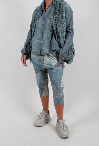 Cropped Trouser in Seaweed Print - 2300108