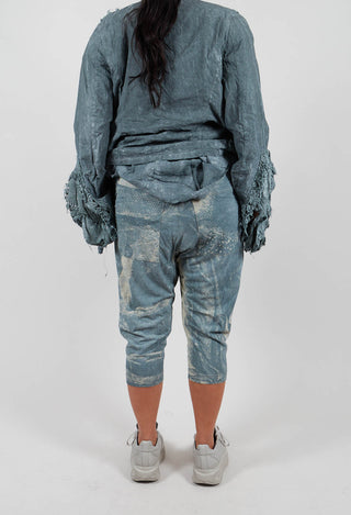 Cropped Trouser in Seaweed Print - 2300108