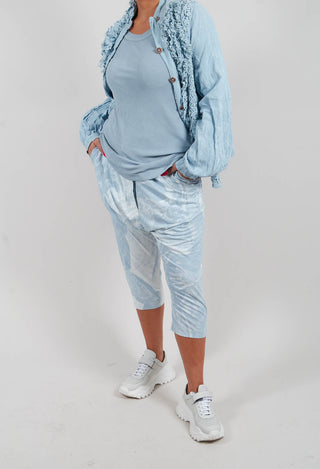 Cropped Trouser in Sky Print - 2300108