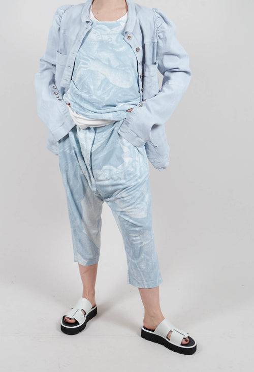 Cropped Trouser in Sky Print - 2300108