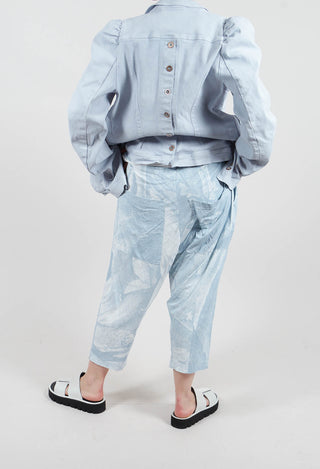 Cropped Trouser in Sky Print - 2300108