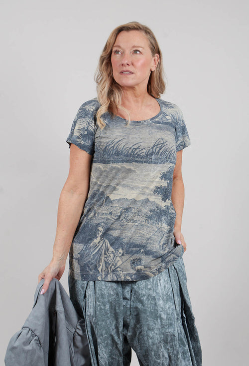 Relaxed T-Shirt in Black Print - 2300509