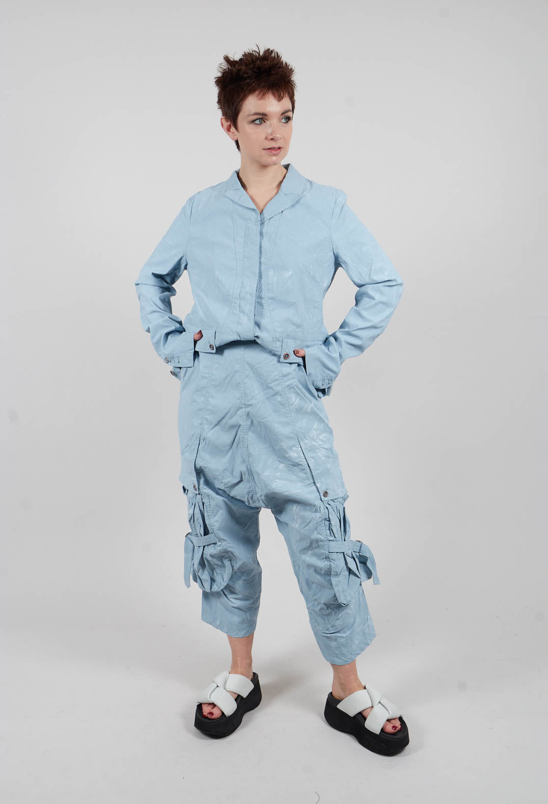 Buckle Strap Trousers in Sky Fog - 2390101