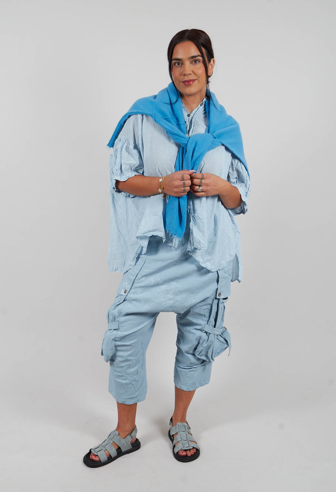 Buckle Strap Trousers in Sky Fog - 2390101