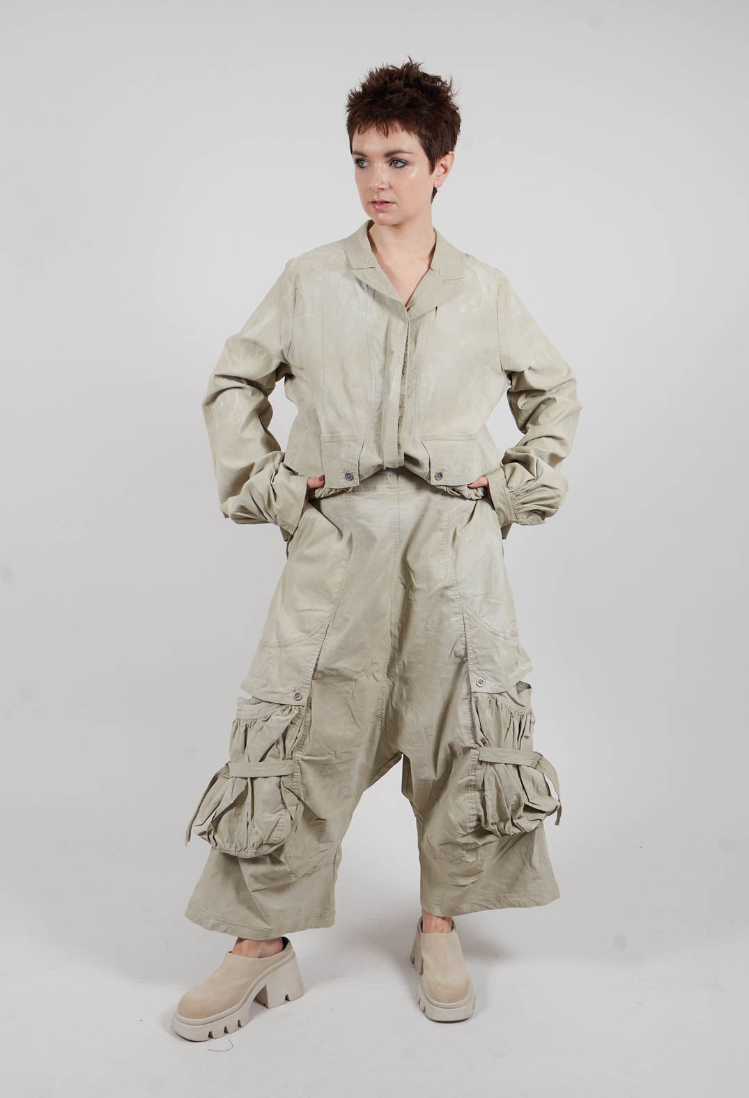 Dropcrotch Trousers in Linen Fog - 2390104