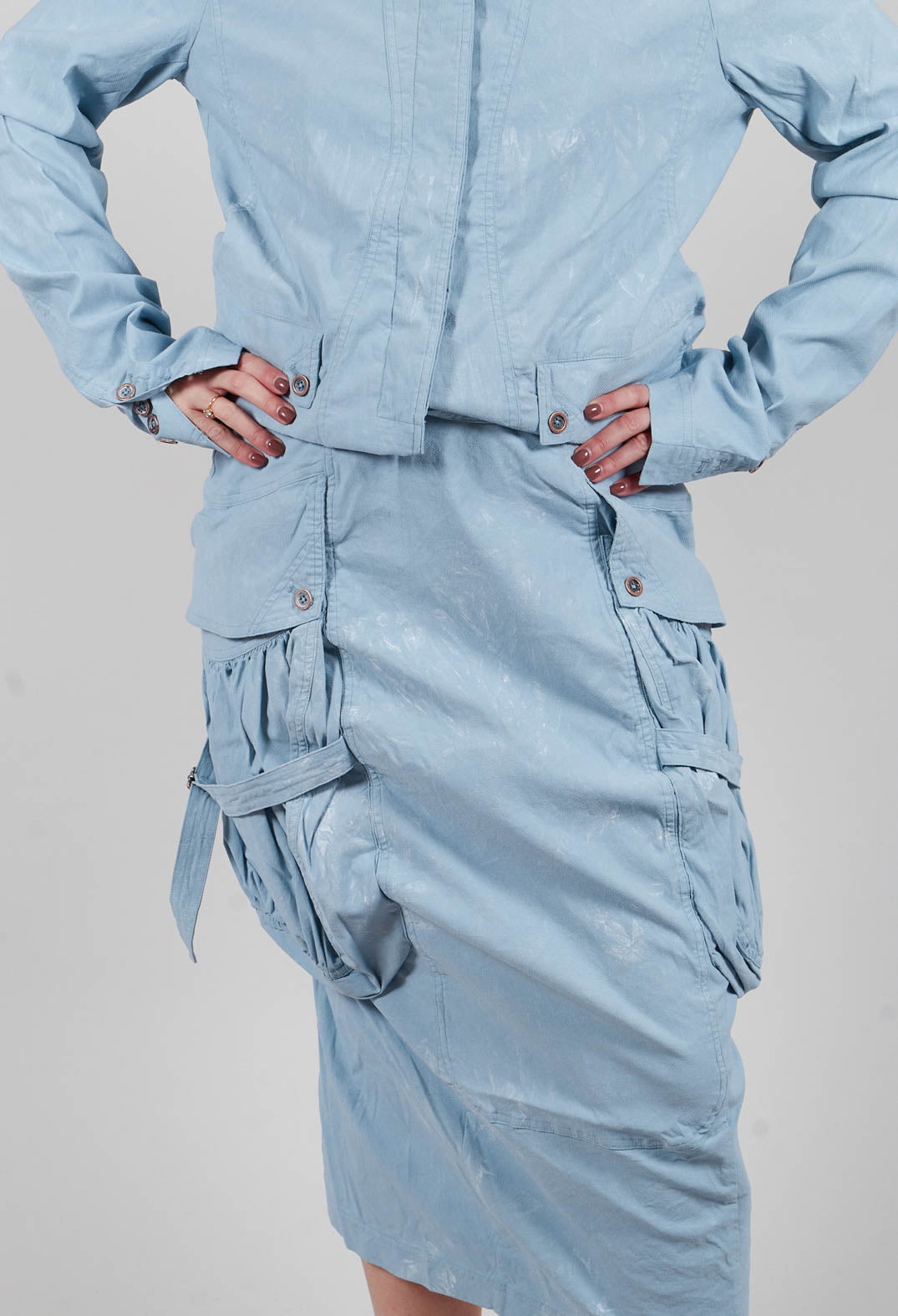 Buckle Strap Skirt in Sky Fog - 2390305