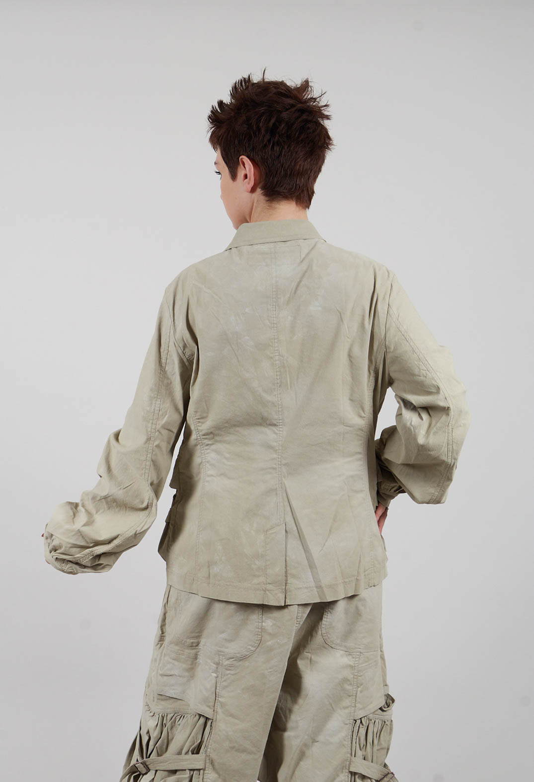 Balloon Cuff Jacket in Linen Fog - 2391106