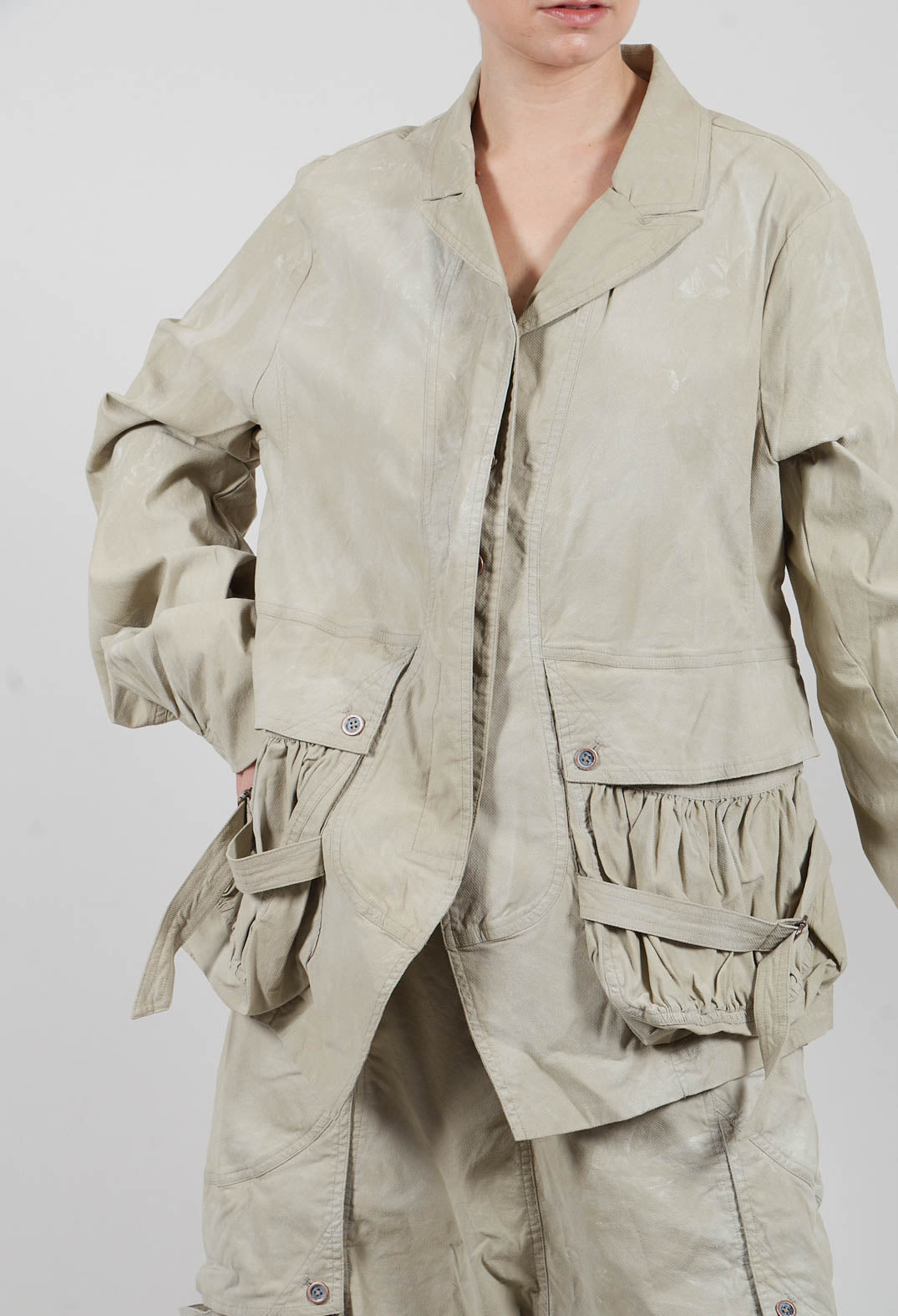 Balloon Cuff Jacket in Linen Fog - 2391106