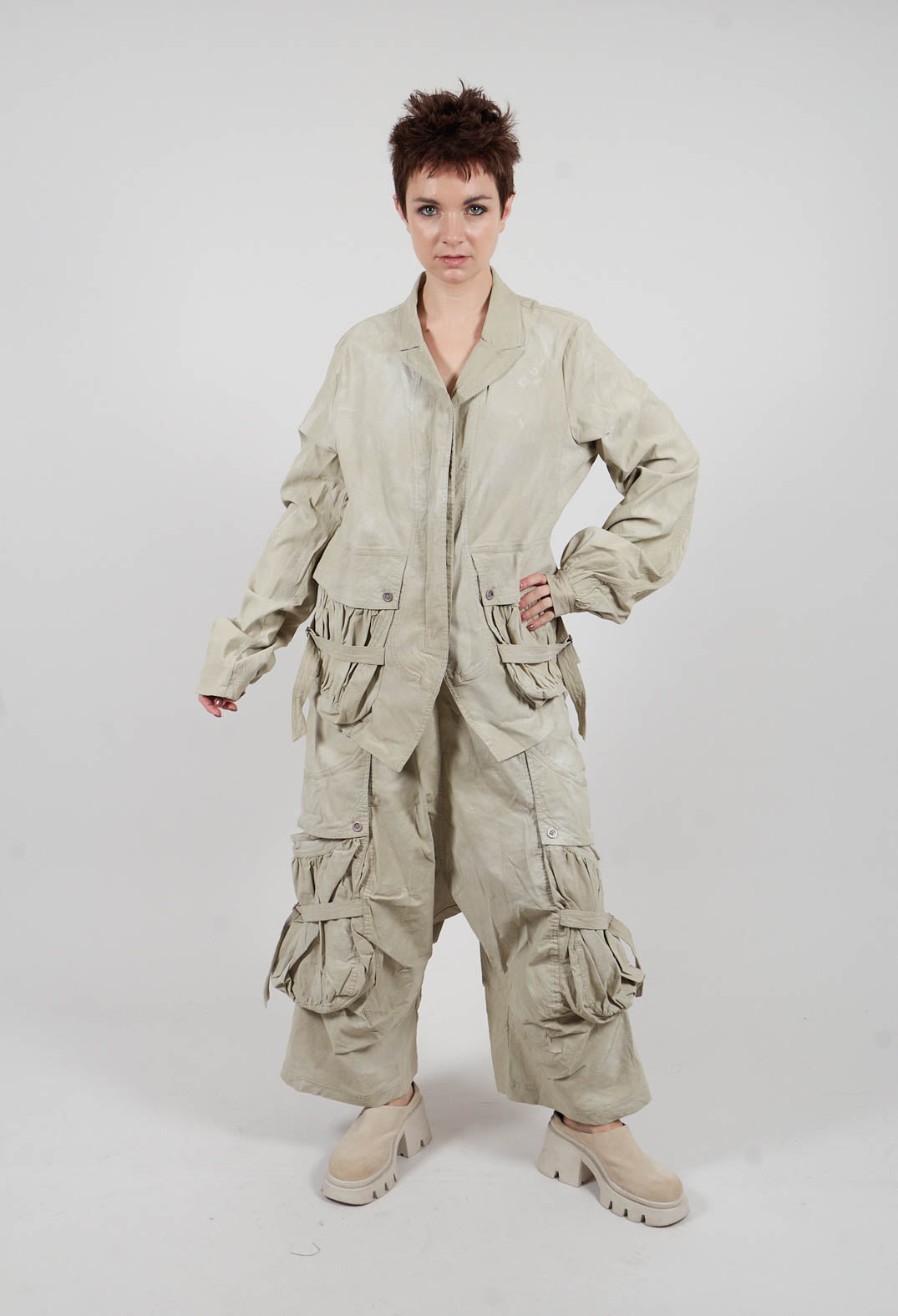 Balloon Cuff Jacket in Linen Fog - 2391106