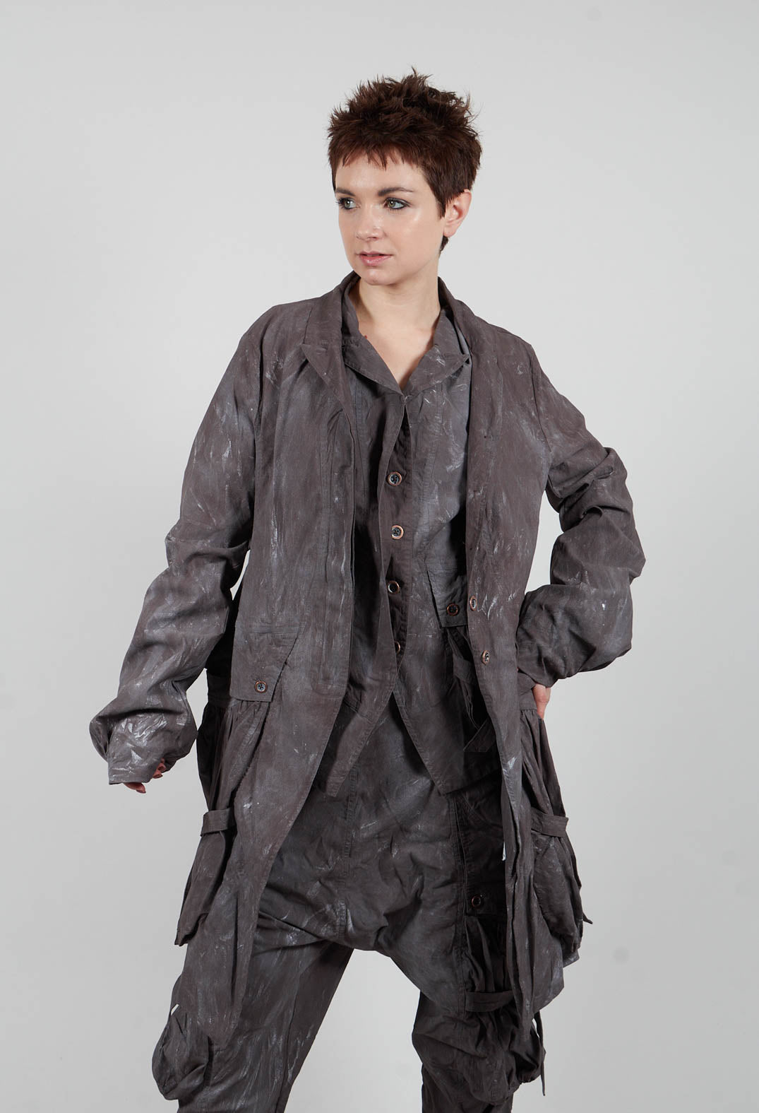 Balloon Cuff Coat in Amber Fog - 2391207