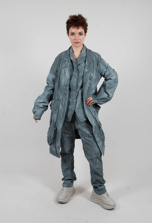 Balloon Cuff Coat in Seaweed Fog - 2391207