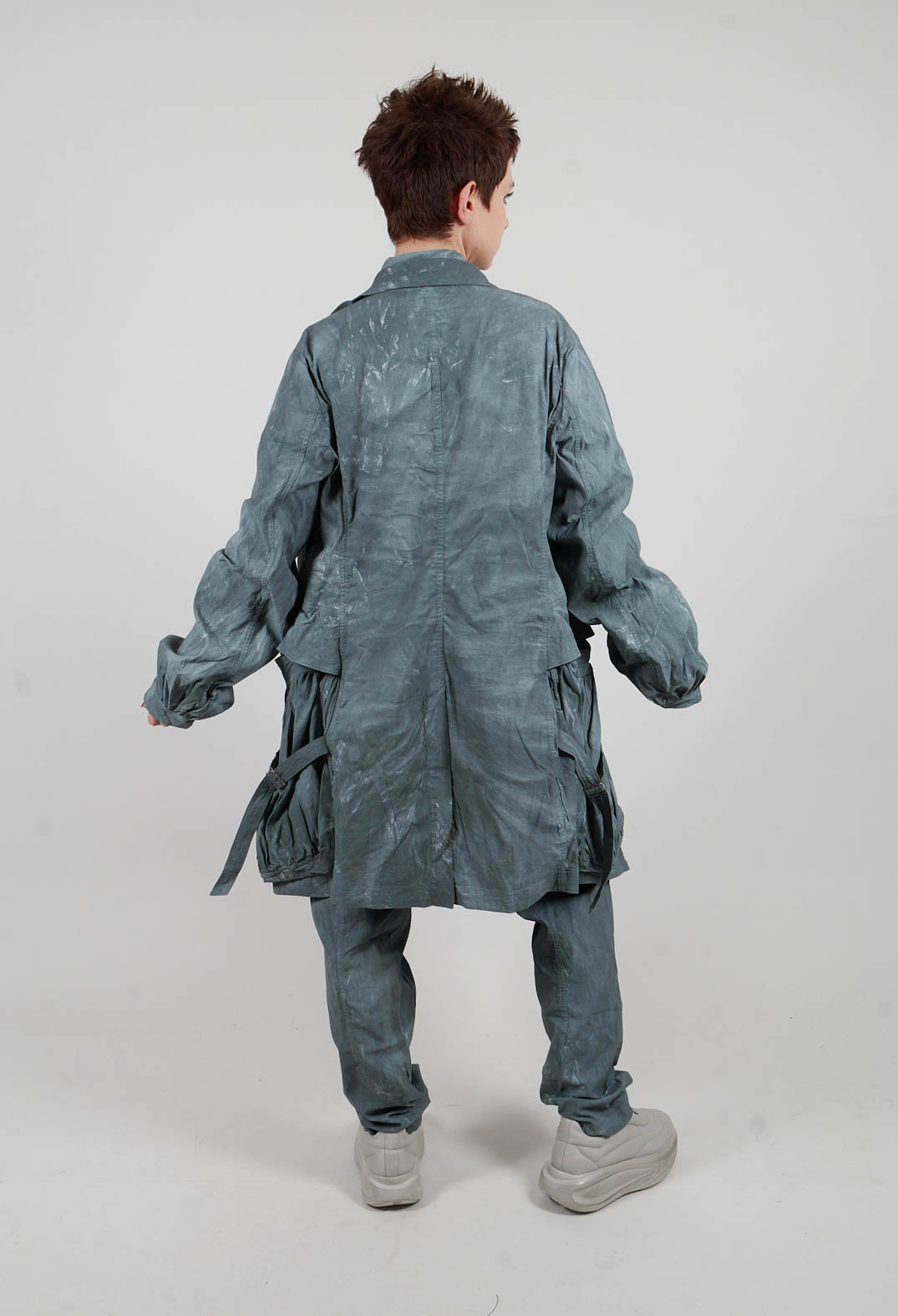 Balloon Cuff Coat in Seaweed Fog - 2391207