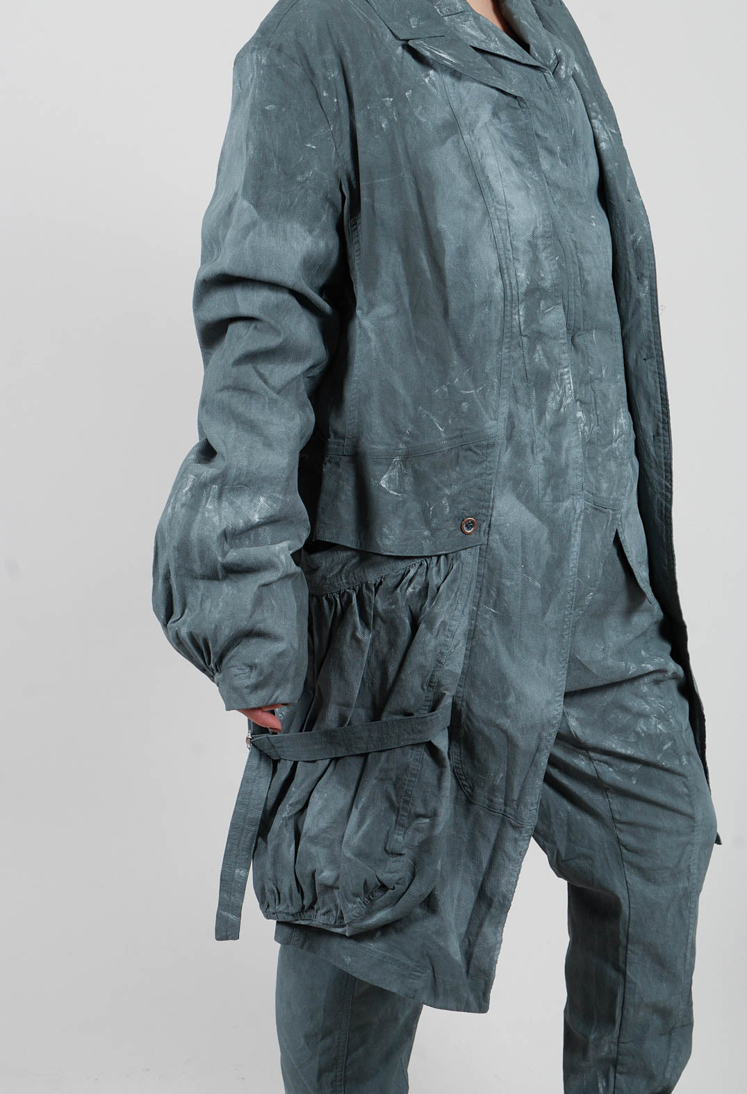 Balloon Cuff Coat in Seaweed Fog - 2391207